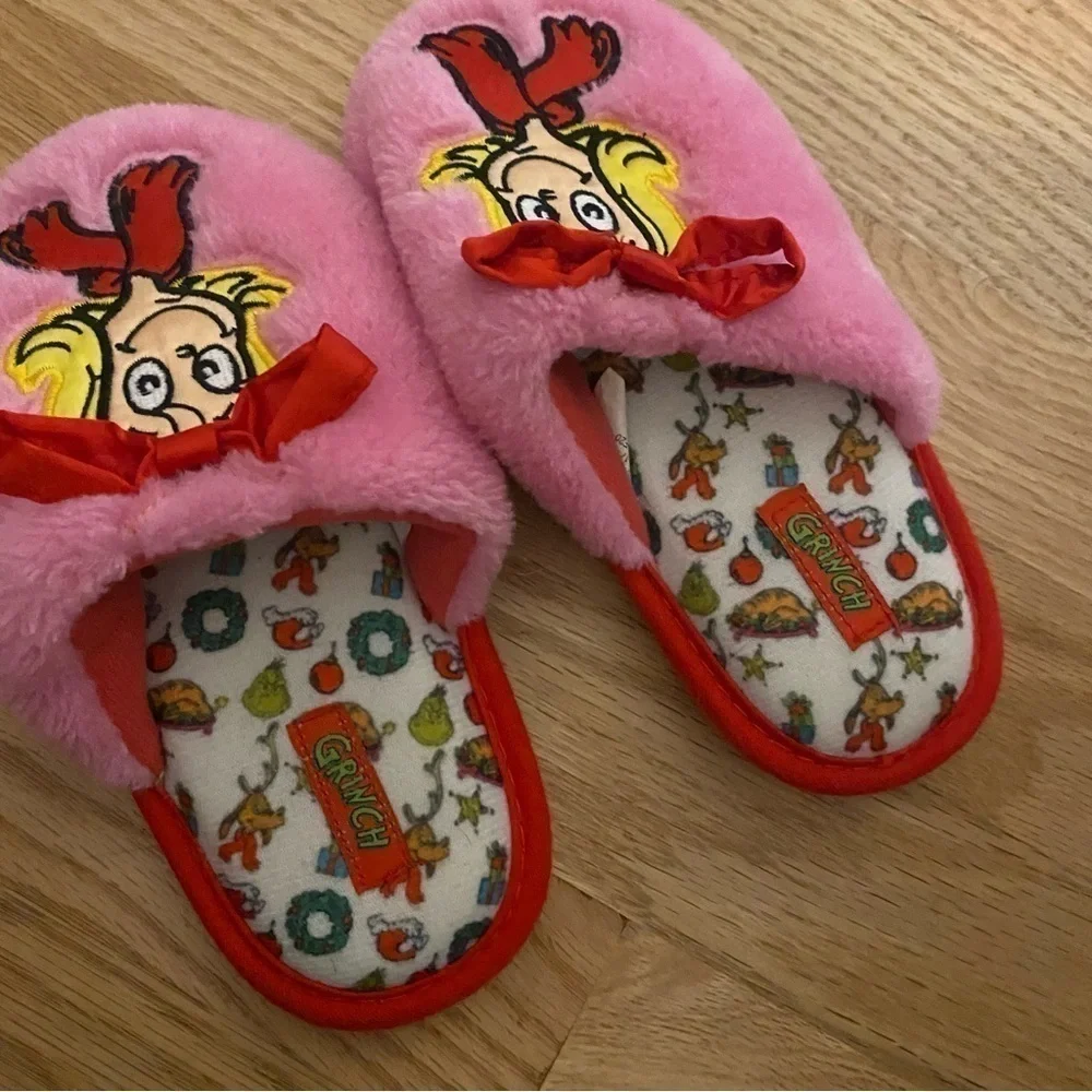 Cindy Lou Who Slippers Pink Sz 9 10 Girls Kids Dr. Seuss